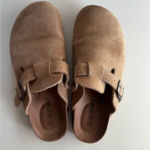 Suede Clog Mules in Tan